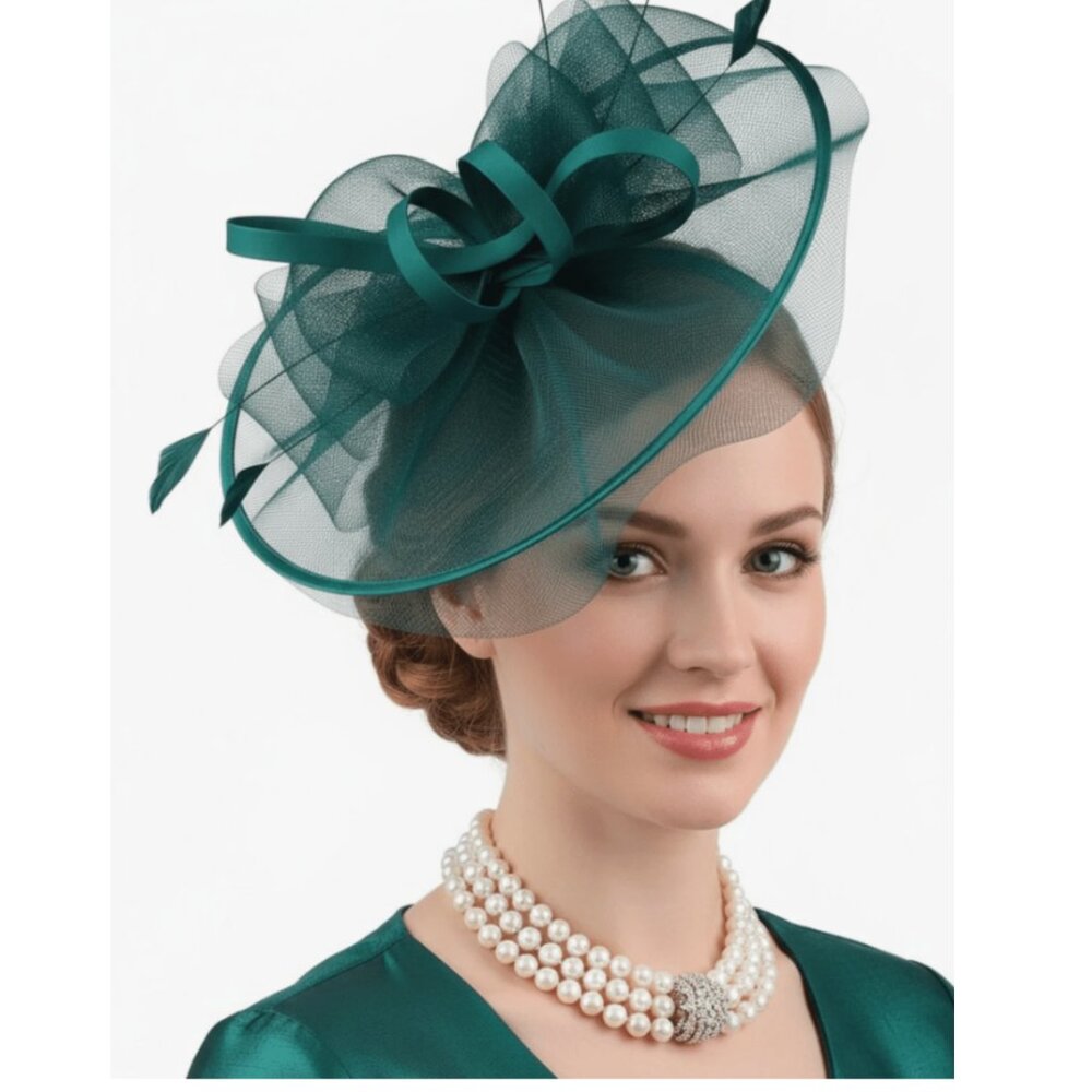 💚 Dark Teal Green 💚 Derby Hat - Picture 2 of 5